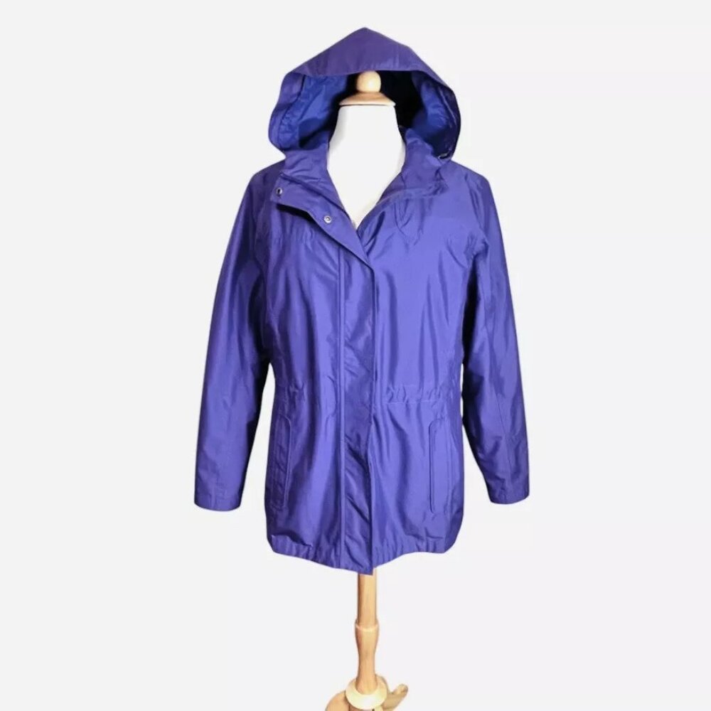 L.L. Bean H2OFF Jacket Coat Women L Purple Quilt Primaloft Lined Waterproof Hood